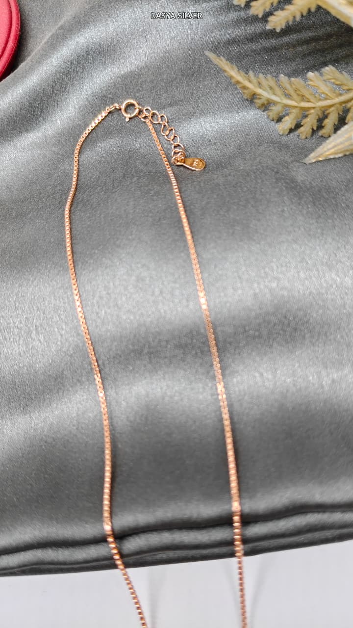 925 Silver Rose Gold Colour Half Blue Enamel With White Stone Butterfly Design Chain Pendant