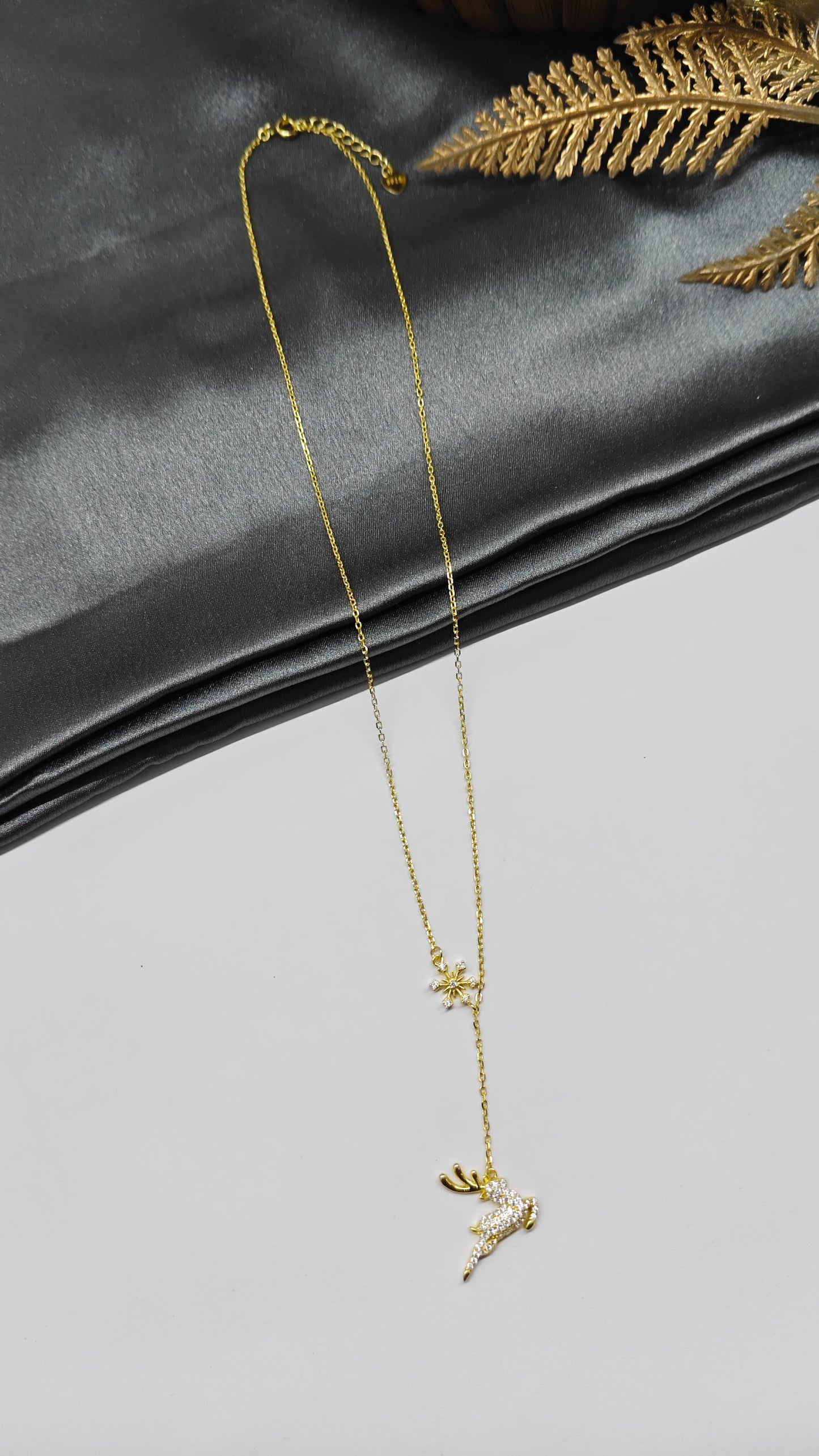 925 Silver Gold Colour Unicorn Design White Stone Chain With Pendant