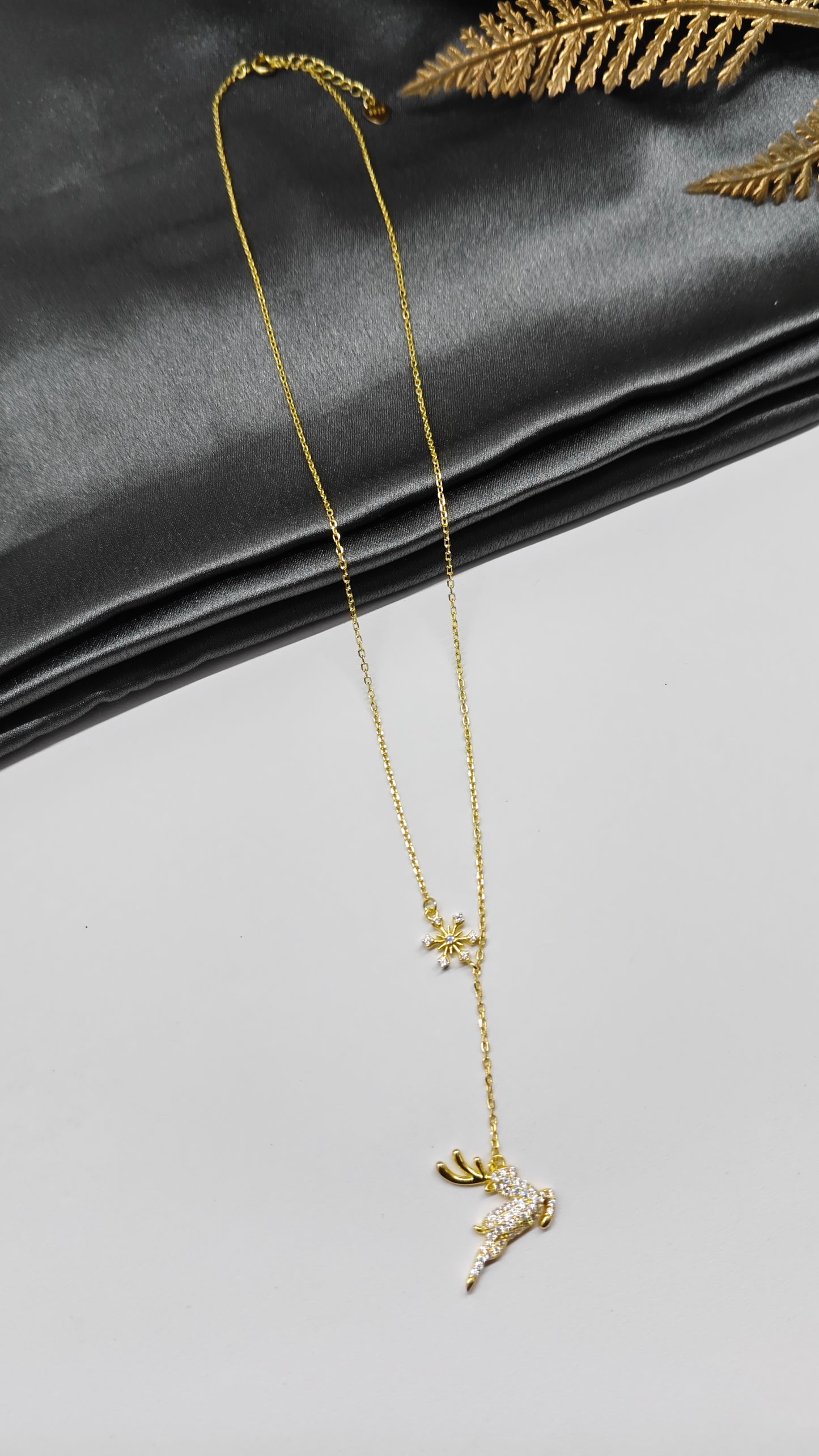925 Silver Gold Colour Unicorn Design White Stone Chain With Pendant