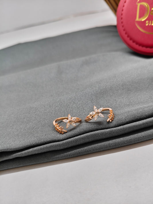 925 Silver Rose Gold Colour Star Design Toe Rings