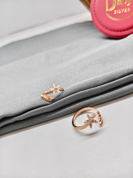 925 Silver Rose Gold Colour Star Design Toe Rings
