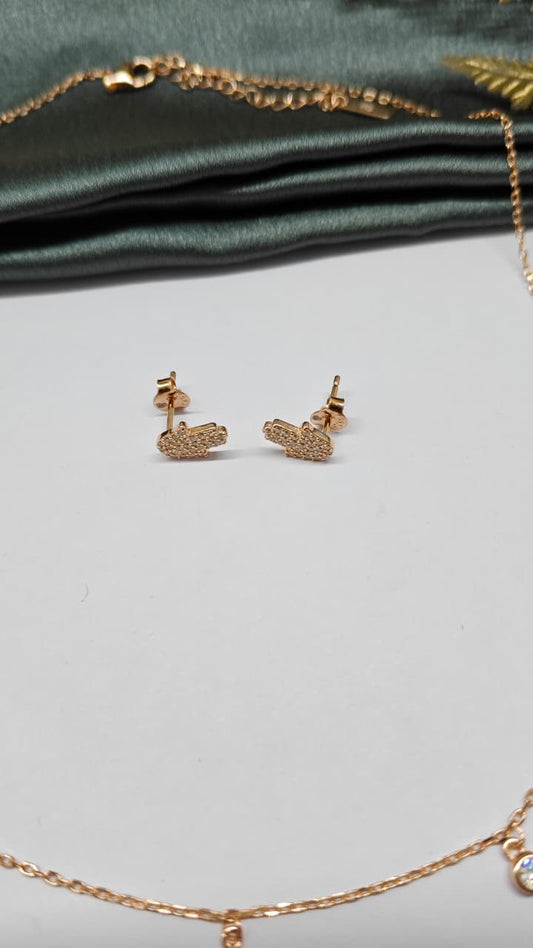 925 Silver Rose Gold Colour Hanging Charms Design Set With Earring