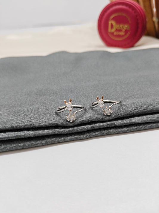 925 Silver Two Tone Rose With Silver Colour Deer Design Toe Rings