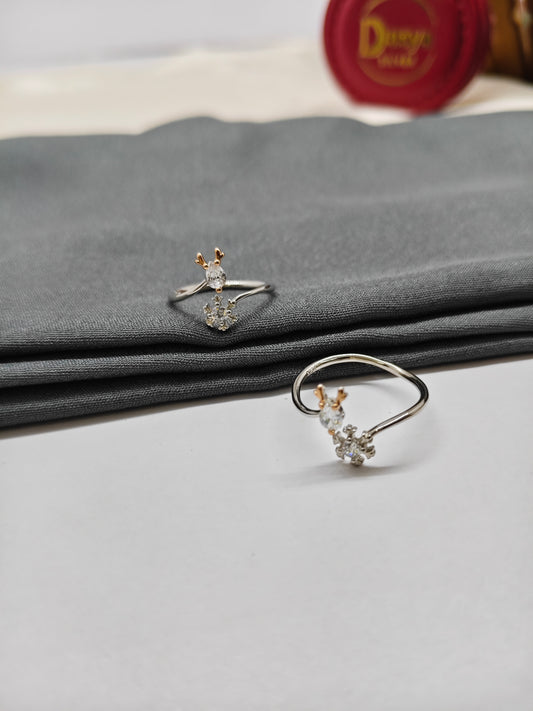 925 Silver Two Tone Rose With Silver Colour Deer Design Toe Rings