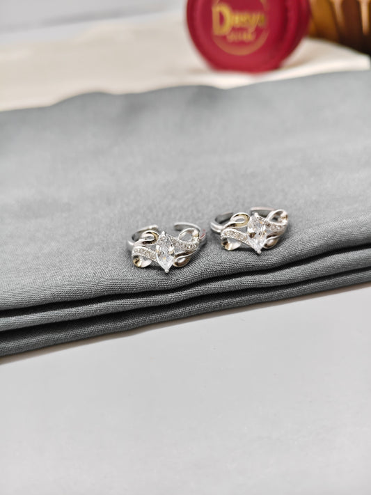 925 Silver Big White Stone Design Toe Rings