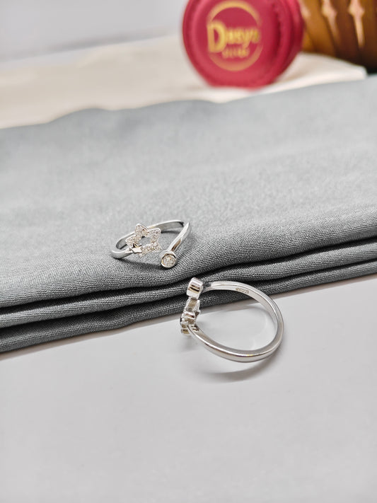 925 Silver White Stone Half Star Design Toe Rings