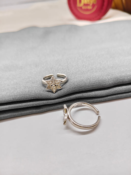 925 Silver White Stone Star Design Toe Rings