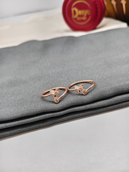 925 Silver Rose Gold Colour Butterfly Design Toe Rings