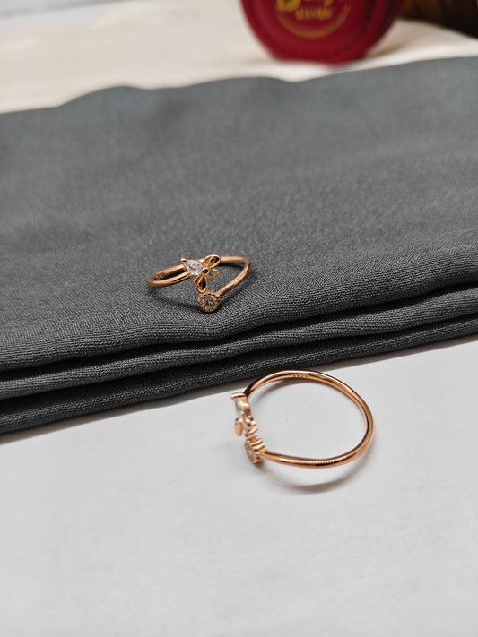 925 Silver Rose Gold Colour Butterfly Design Toe Rings
