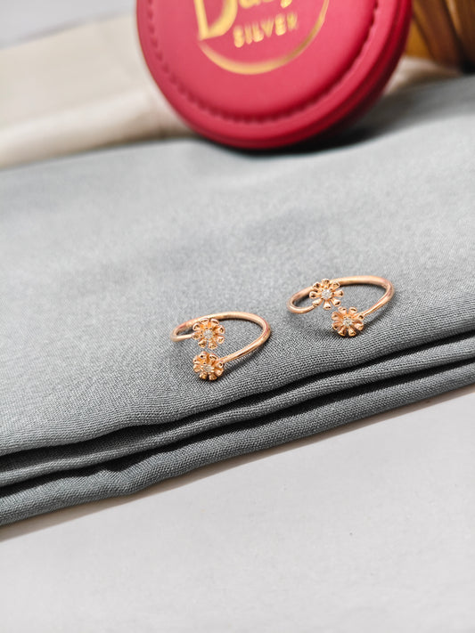 925 Silver Rose Gold Colour Double Chakra Design Toe Rings