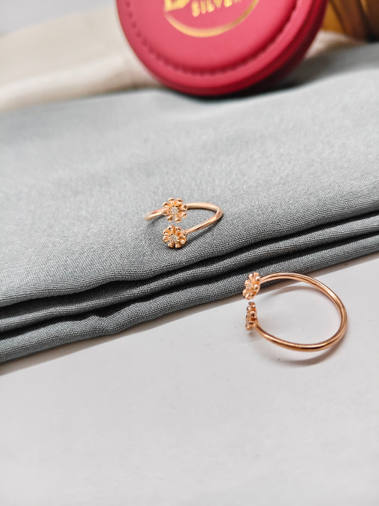 925 Silver Rose Gold Colour Double Chakra Design Toe Rings