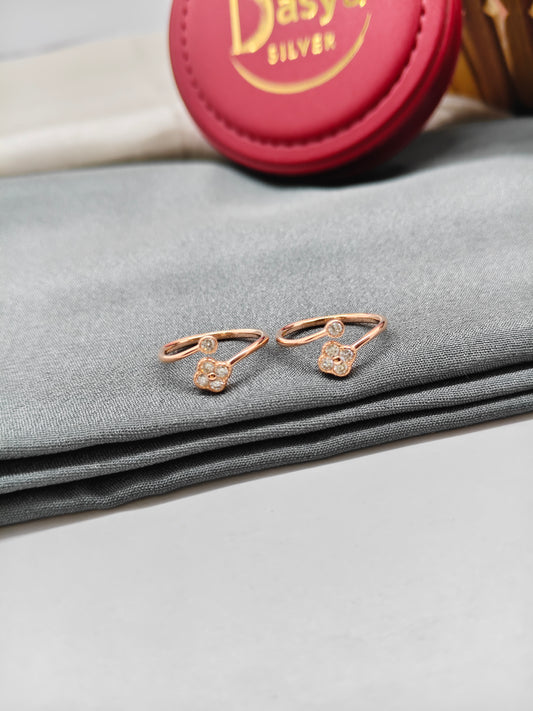 925 Silver Rose Gold Colour Four Stone Design Toe Rings