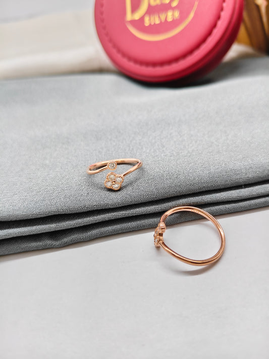 925 Silver Rose Gold Colour Four Stone Design Toe Rings