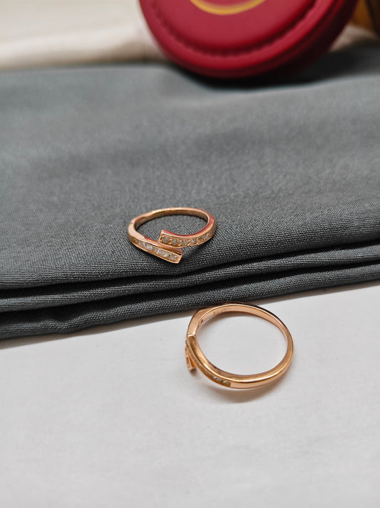 925 Silver Rose Gold Colour White Stone Double Design Toe Rings
