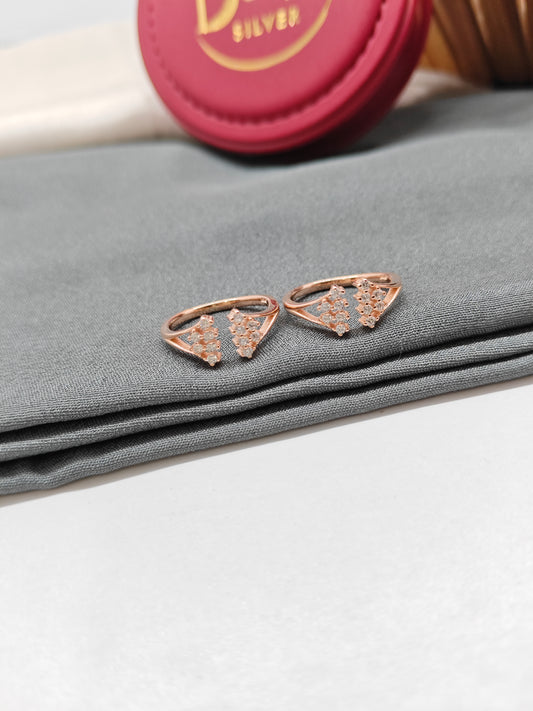 925 Silver Rose Gold Colour 6 White Stone Design Toe Rings