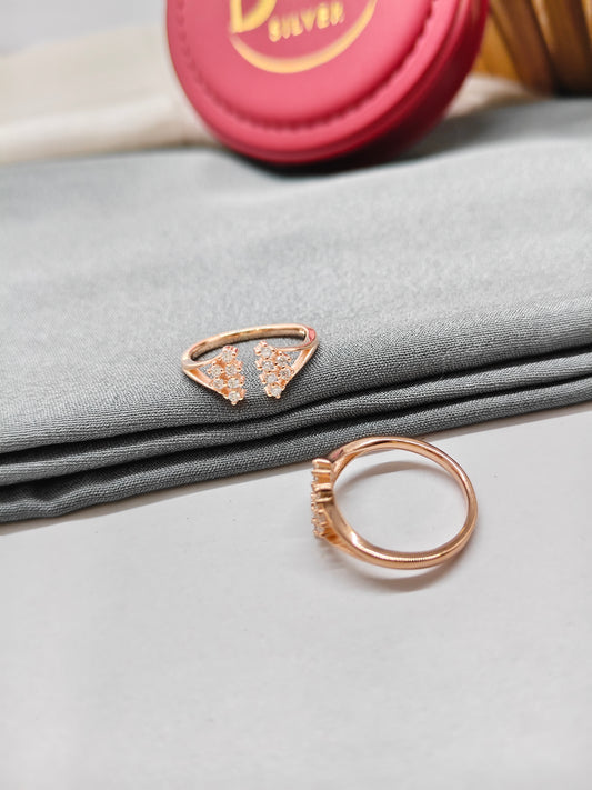 925 Silver Rose Gold Colour 6 White Stone Design Toe Rings