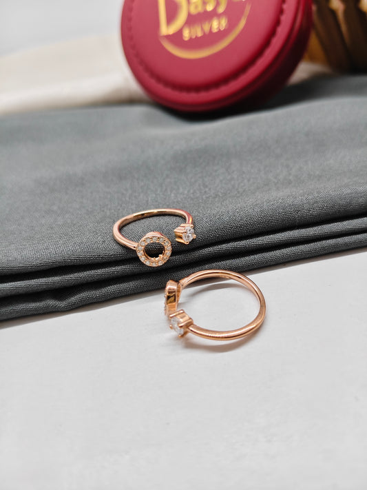 925 Silver Rose Gold Colour Round White Stone Design Toe Rings