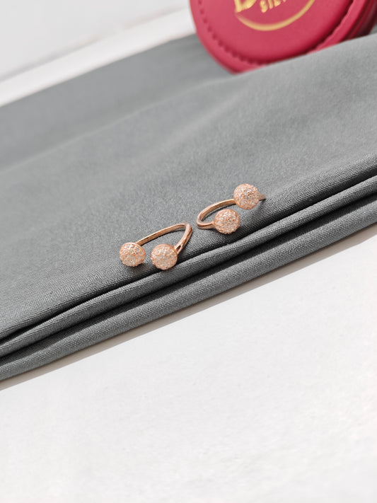 925 Silver Rose Gold Colour Double Ball Design Toe Rings
