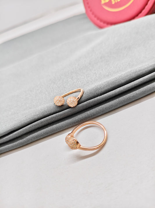 925 Silver Rose Gold Colour Double Ball Design Toe Rings