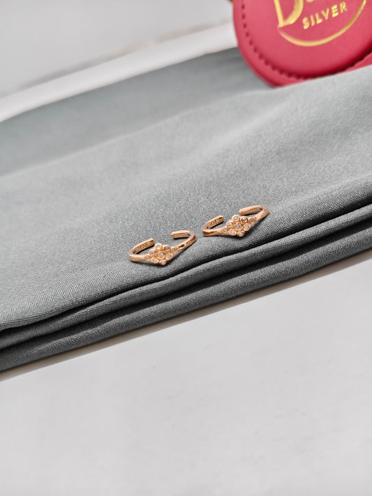 925 Silver Rose Gold Colour 7 Stone Design Toe Rings