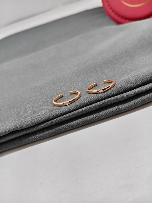 925 Silver Rose Gold Colour Single White Stone Design Toe Rings