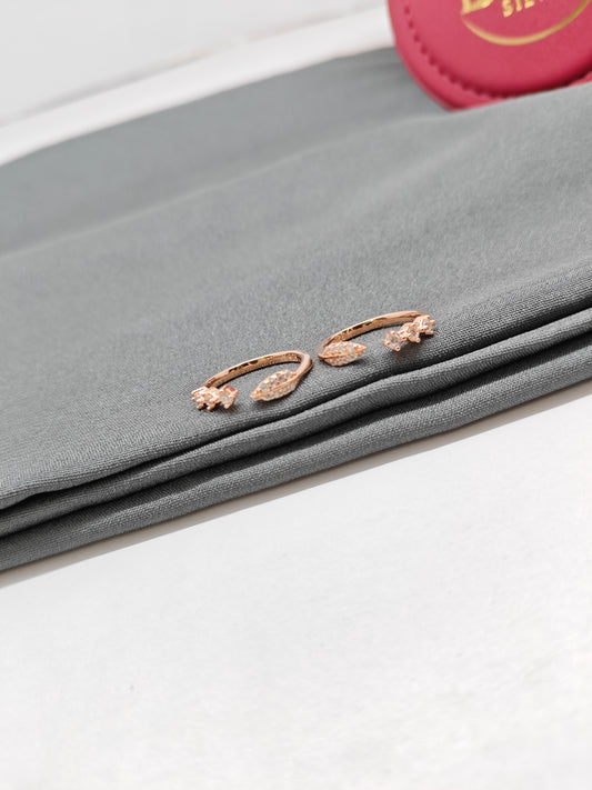 925 Silver Rose Gold Colour Single Leaf Design Toe Rings