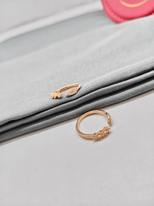 925 Silver Rose Gold Colour Single Leaf Design Toe Rings