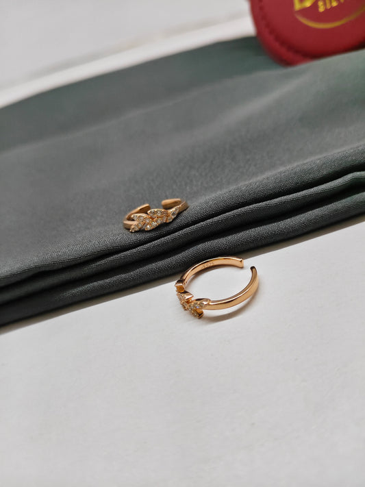 925 Silver Rose Gold Colour 5 Leaf Design Toe Rings