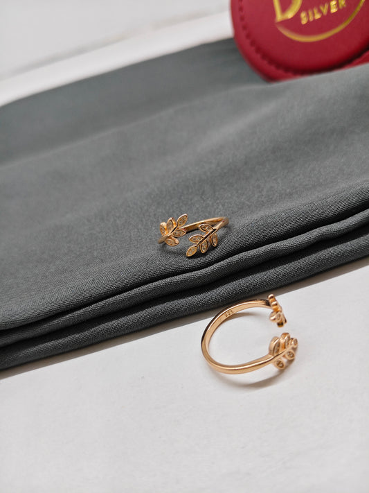 925 Silver Rose Gold Colour Double Side Leaf Design Toe Rings