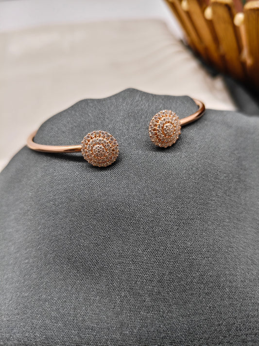 925 Silver Rose Gold Colour Multiple White Stone Round Design Kada