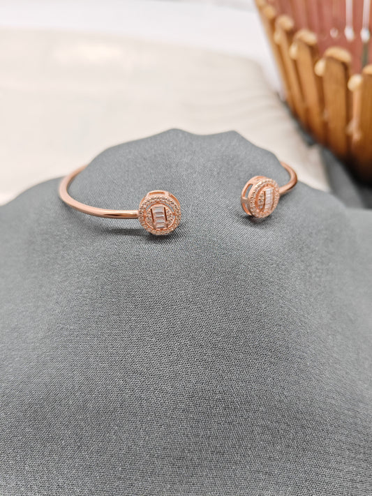 925 Silver Rose Gold Colour White Stone Design Kada