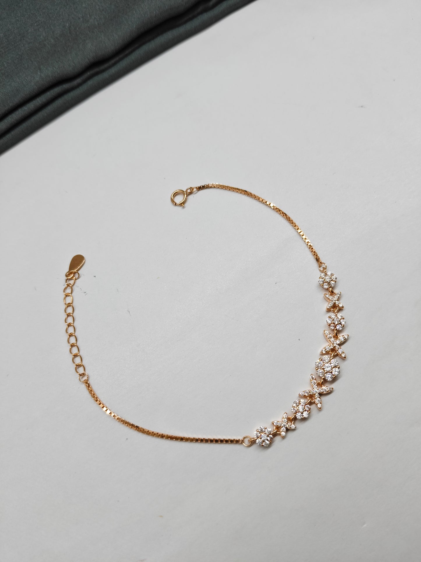 925 Silver Rose Gold Colour X O Design Bracelet