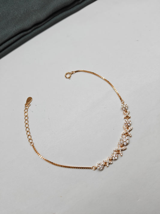 925 Silver Rose Gold Colour X O Design Bracelet
