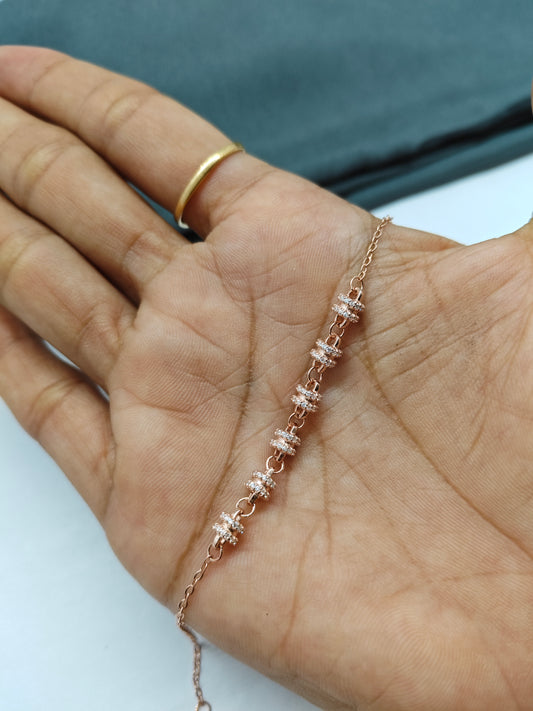 925 Silver Rose Gold Colour Damro Design Bracelet