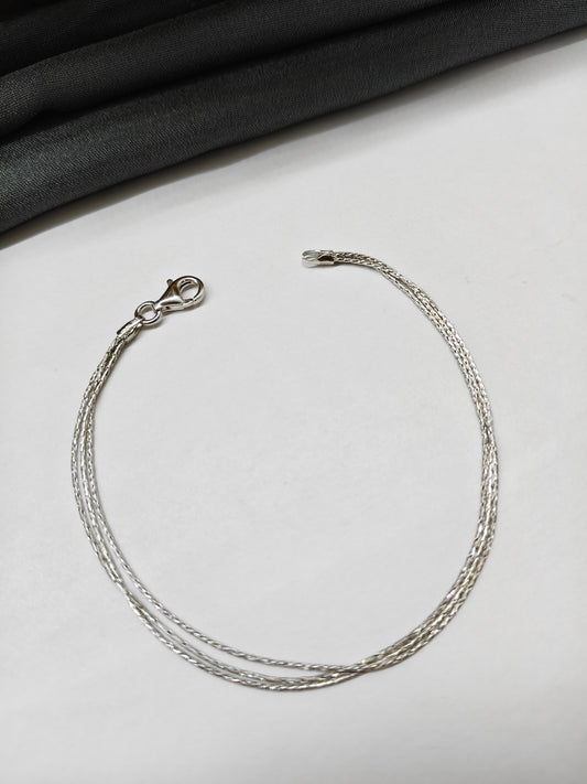 925 Silver Colour 3 Layer Bracelet