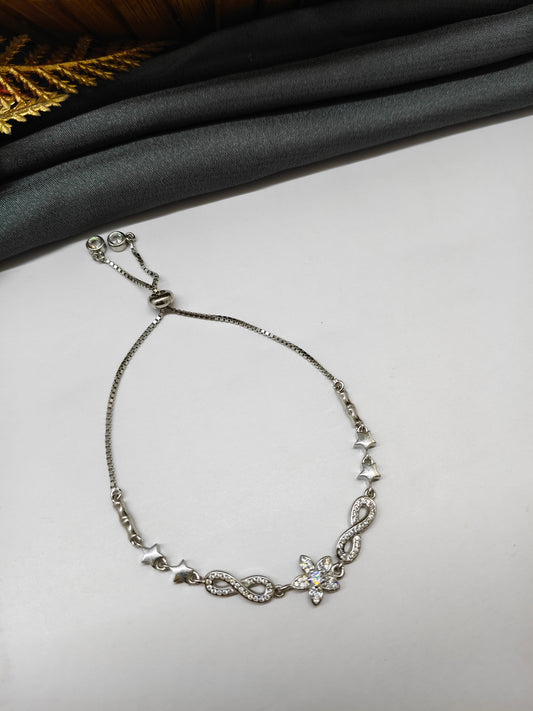 925 Silver Adjustable Infinity With Star Design Bracelet
