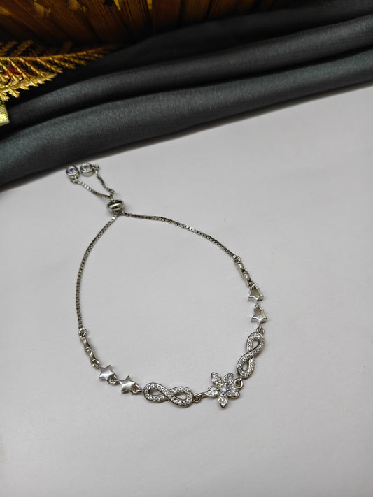925 Silver Adjustable Infinity With Star Design Bracelet