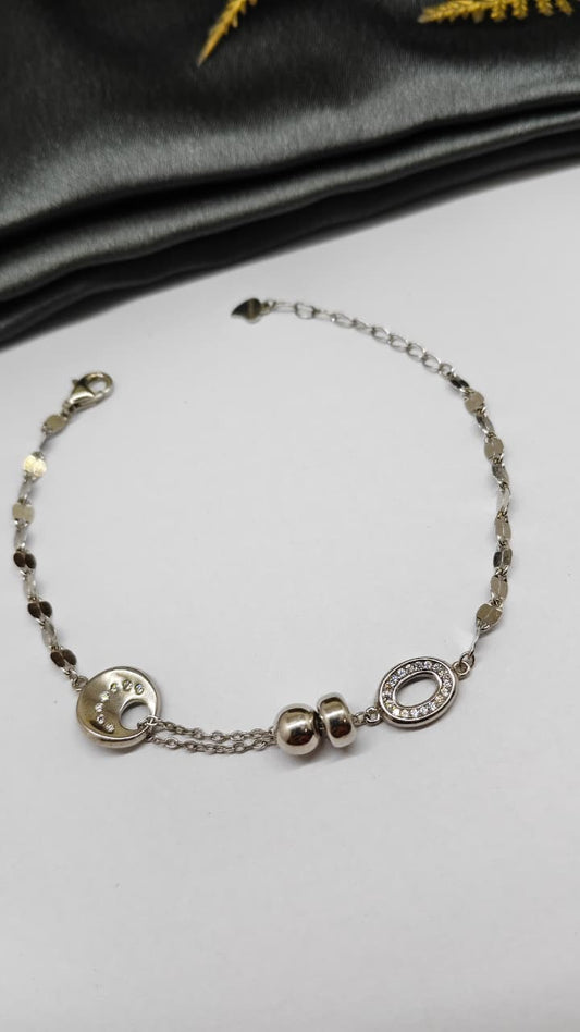 925 Silver In Regular Colour White Stone Movable Design Bracelet