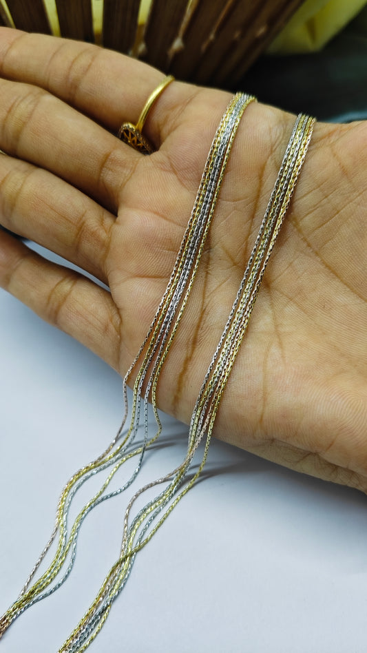 925 Silver 5 Layer Tone Rose-Gold-Silver Colour Design Anklet Pair