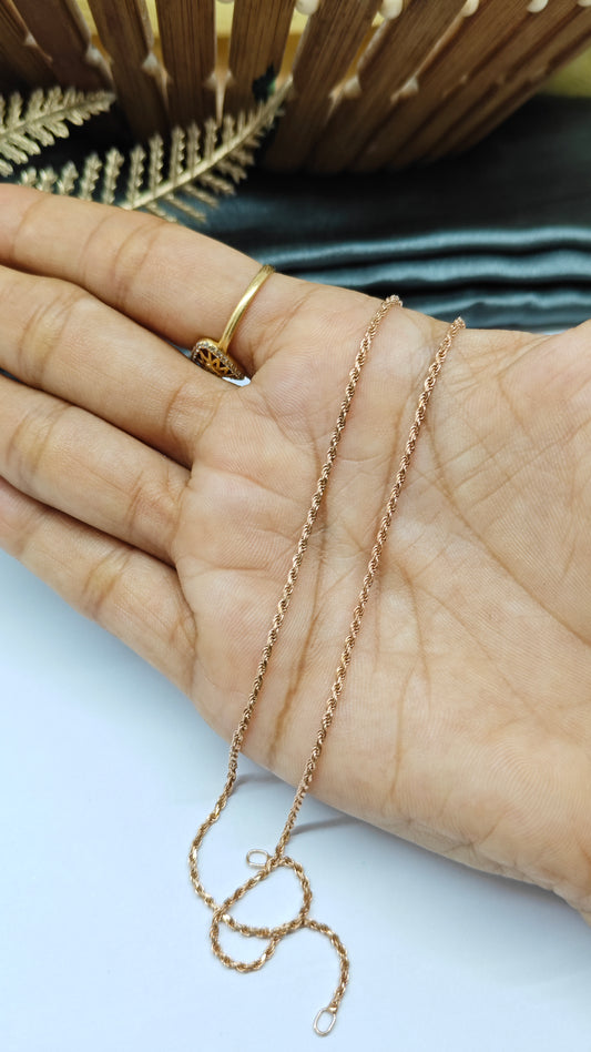 925 Silver Rose Gold Colour Italian Rope Design Anklet Pair
