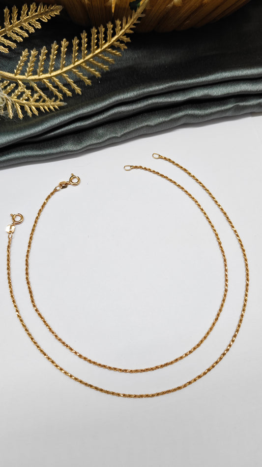 925 Silver Rose Gold Colour Italian Rope Design Anklet Pair