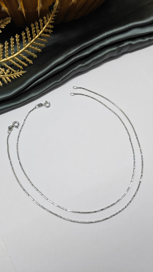 925 Silver Plain Silver Colour Italian Design Anklet Pair