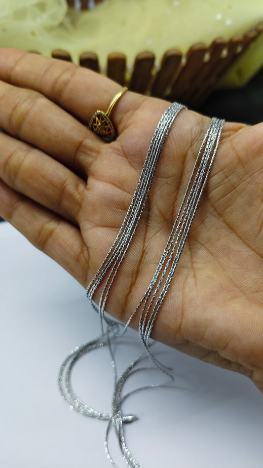 925 Silver 5 Layer Silver Tone Design Anklet Pair