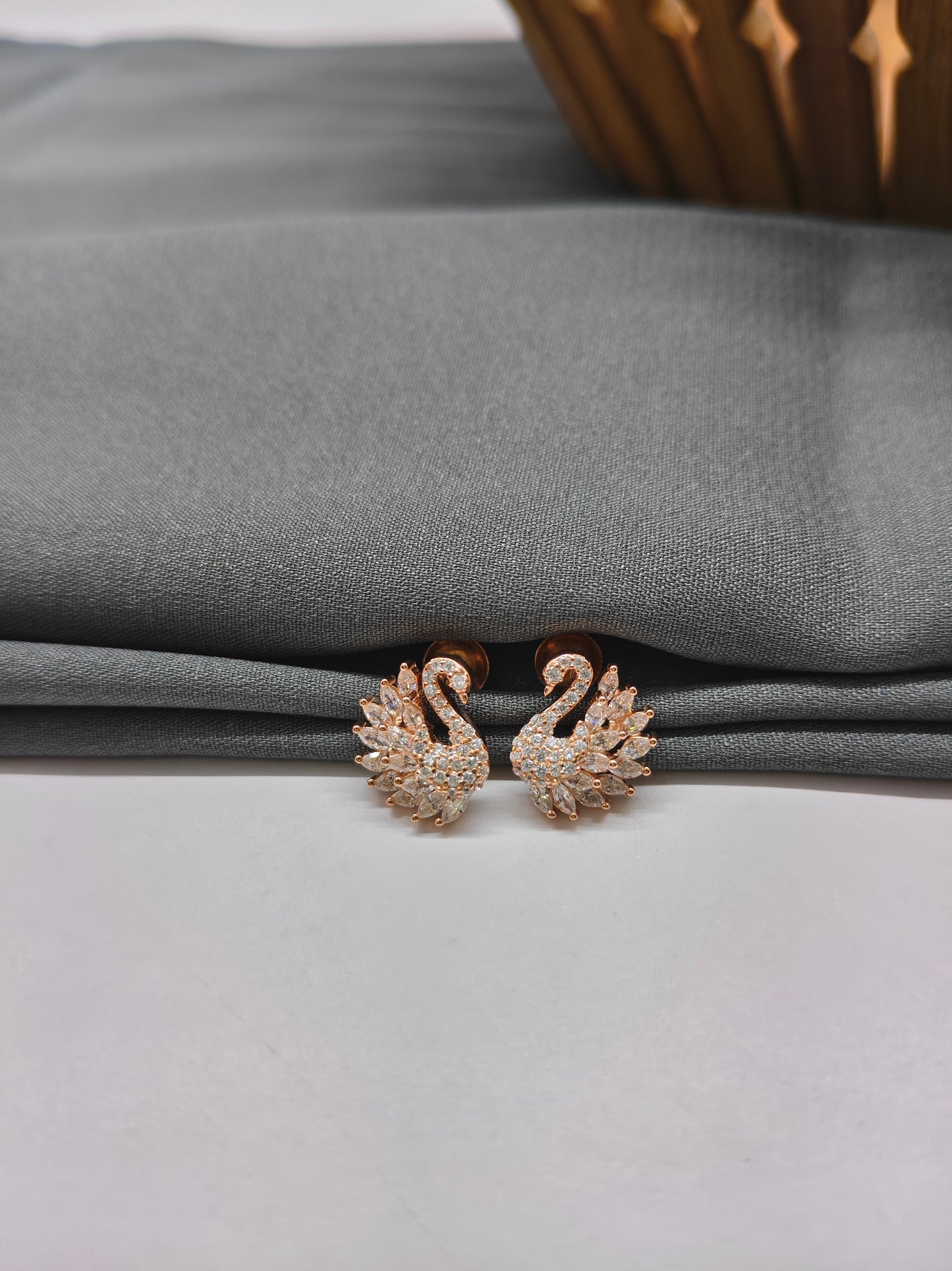 925 Silver Rose Gold Swan Earrings