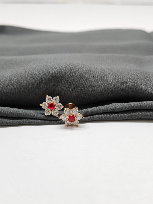 925 Silver Rose Gold Ruby Seven Stone Earrings