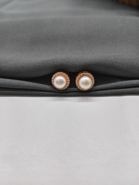 925 Silver Rose Gold Pearl With Stones