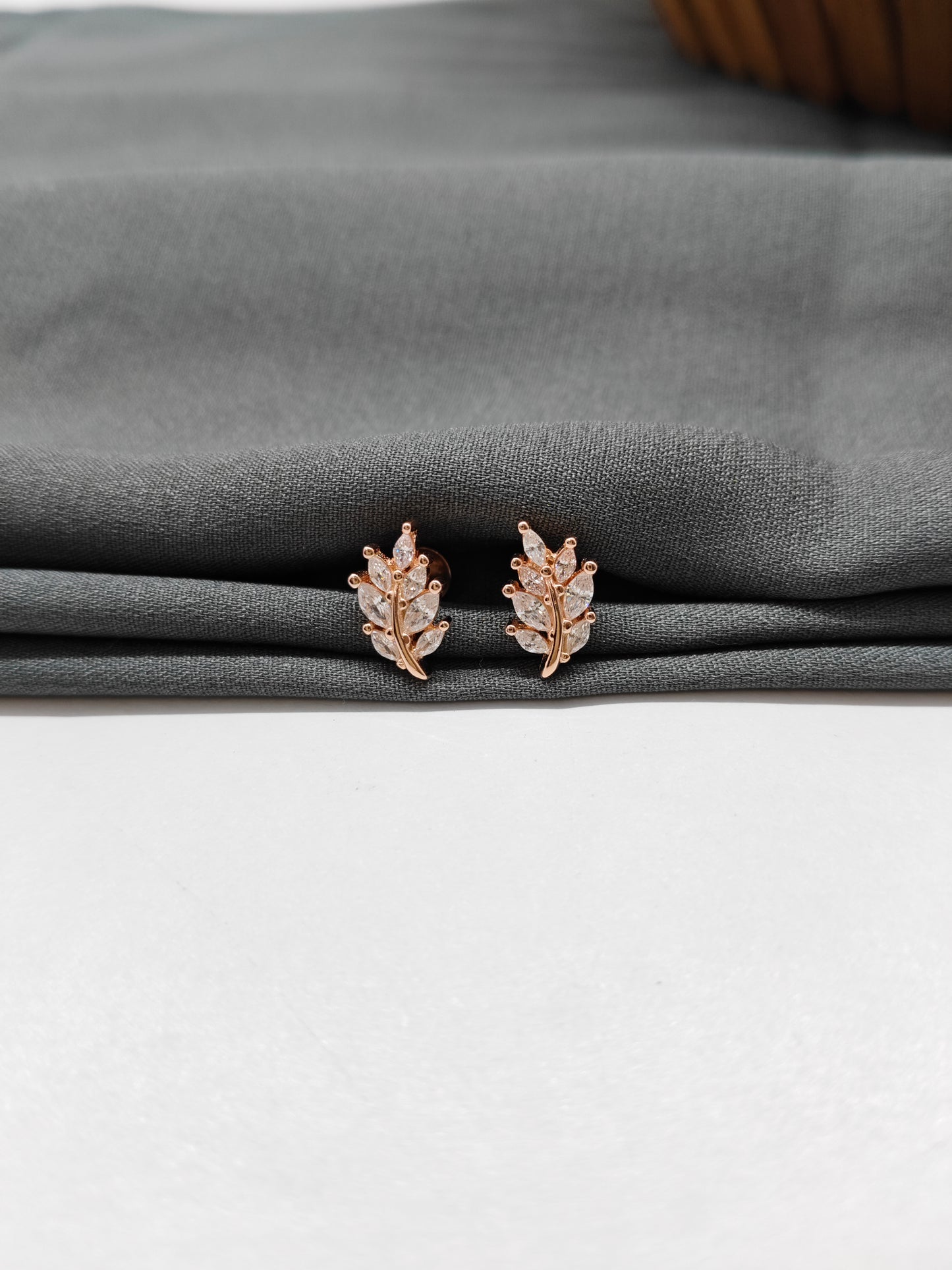925 Silver Rose Gold Leaf Earrings