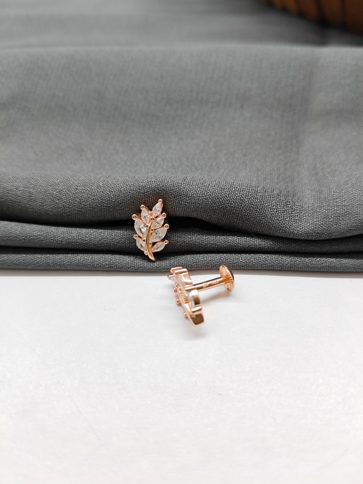 925 Silver Rose Gold Leaf Earrings
