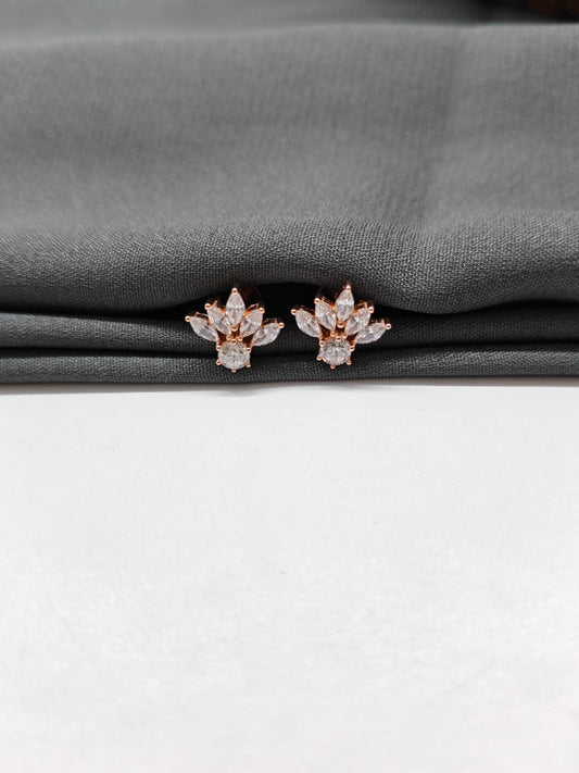 925 Silver Rose Gold Half Rising Earrings
