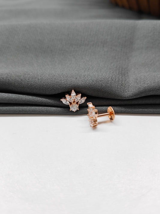 925 Silver Rose Gold Half Rising Earrings